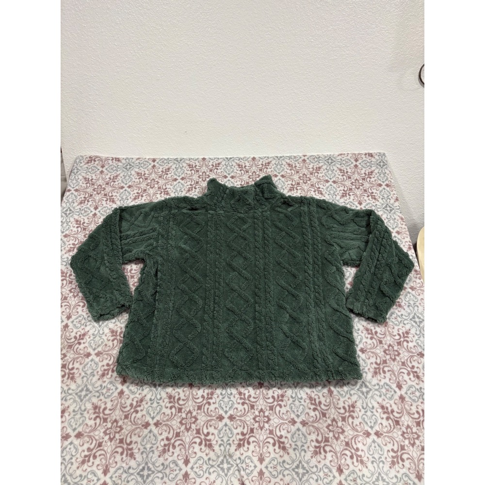 Eddie Bauer Womens XXL Cable Knit Textured Fleece Mock Neck Pullover Sweater